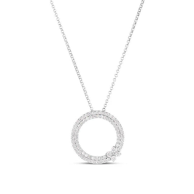 Roberto Coin Love In Verona 5/8ctw Diamond 18k White Gold Circle Pendant Necklace