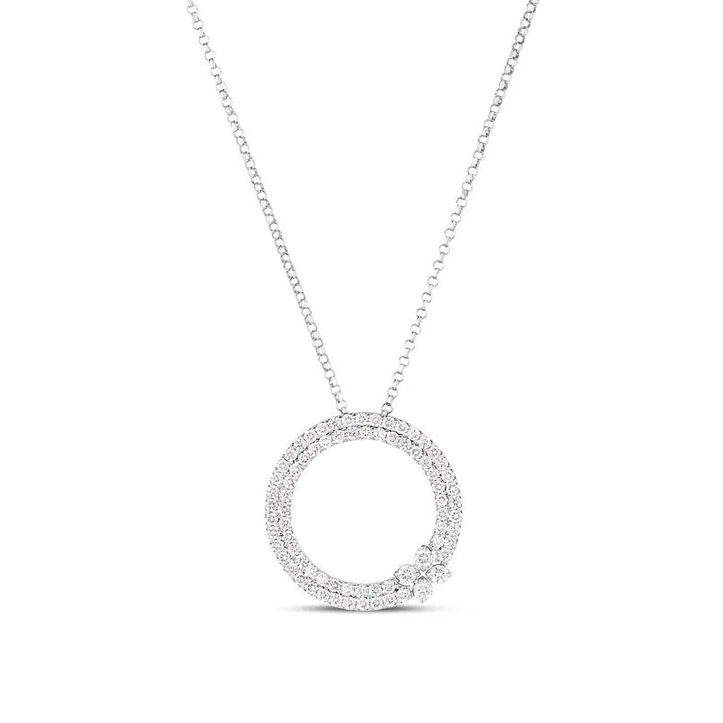 Roberto Coin Love In Verona 5/8ctw Diamond 18k White Gold Circle Pendant Necklace