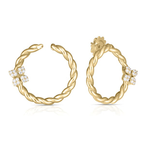 Roberto Coin Love In Verona Diamond Twisted Rope Circle Yellow Gold Earrings