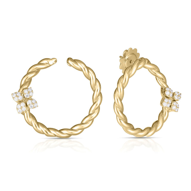 Roberto Coin Love In Verona Diamond Twisted Rope Circle Yellow Gold Earrings