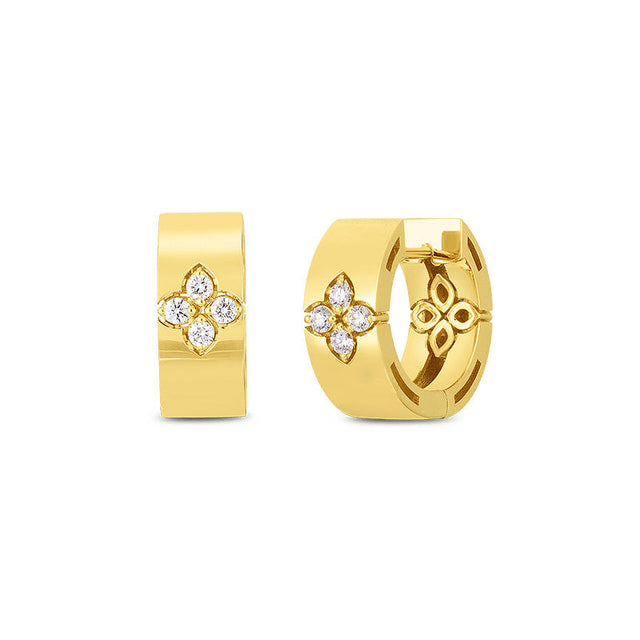 Roberto Coin Love in Verona 1/6ctw Diamond Yellow Gold Small Hoop Earrings