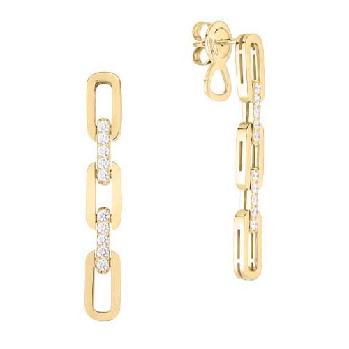 Roberto Coin Navarra Link 3/8ctw Diamond Yellow Gold Dangle Earrings