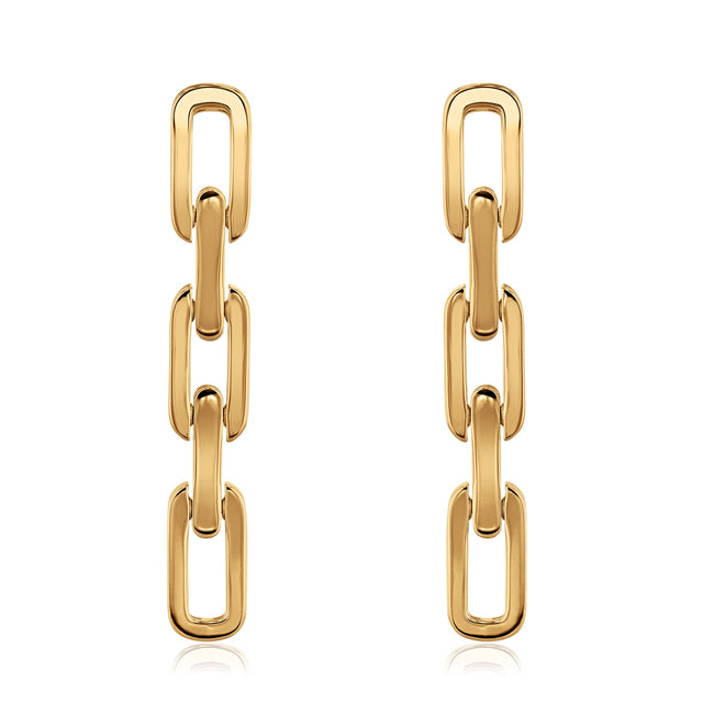Roberto Coin Navarra Yellow Gold Link Drop Earrings