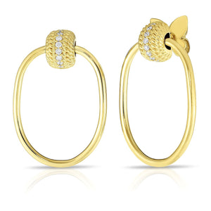Roberto Coin Opera 1/5ctw Diamond Textured Large Doorknocker Yellow Gold Earrings