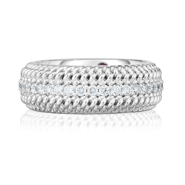 Roberto Coin Opera Diamond White Gold Band Ring - Size 6.5
