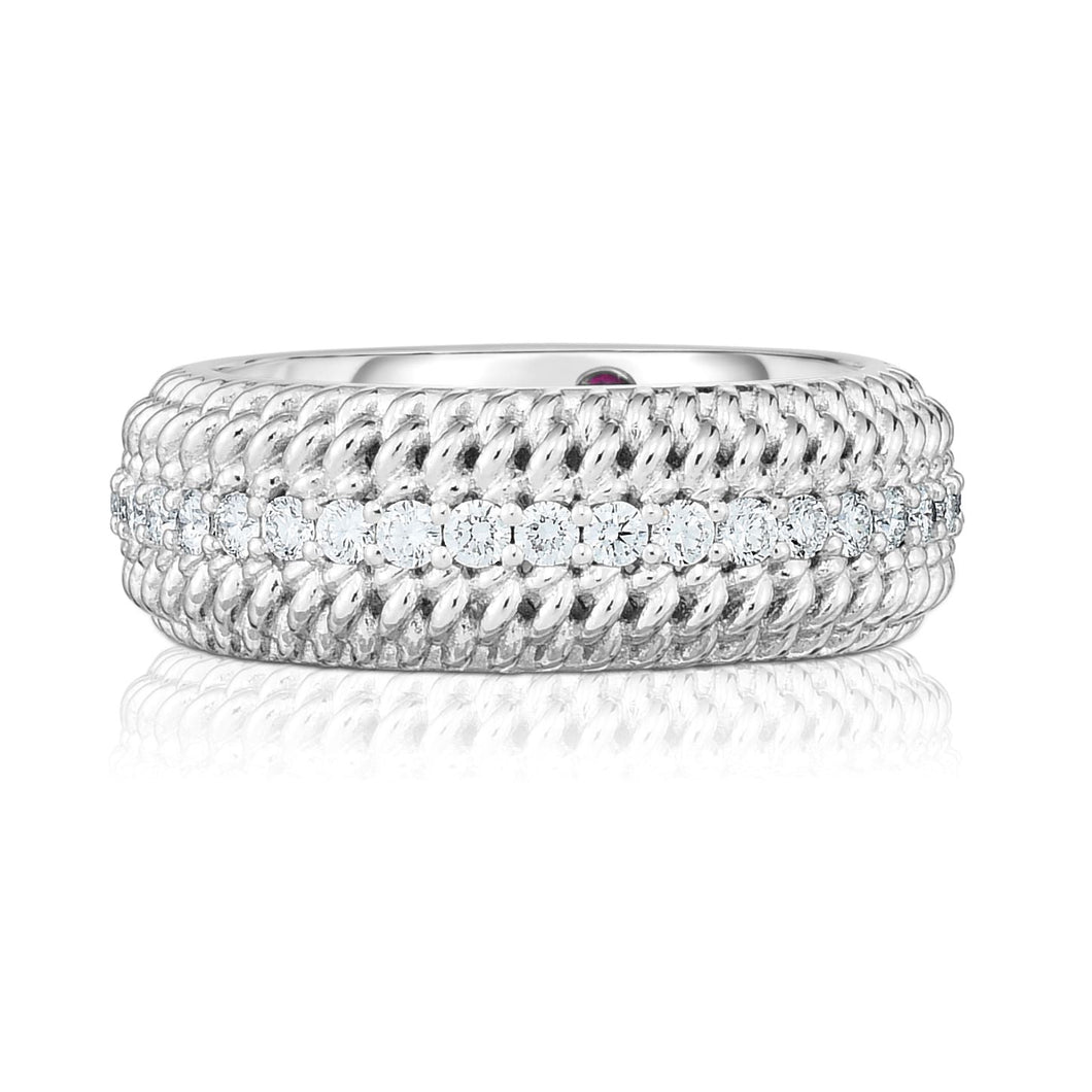 Roberto Coin Opera Diamond White Gold Band Ring - Size 6.5