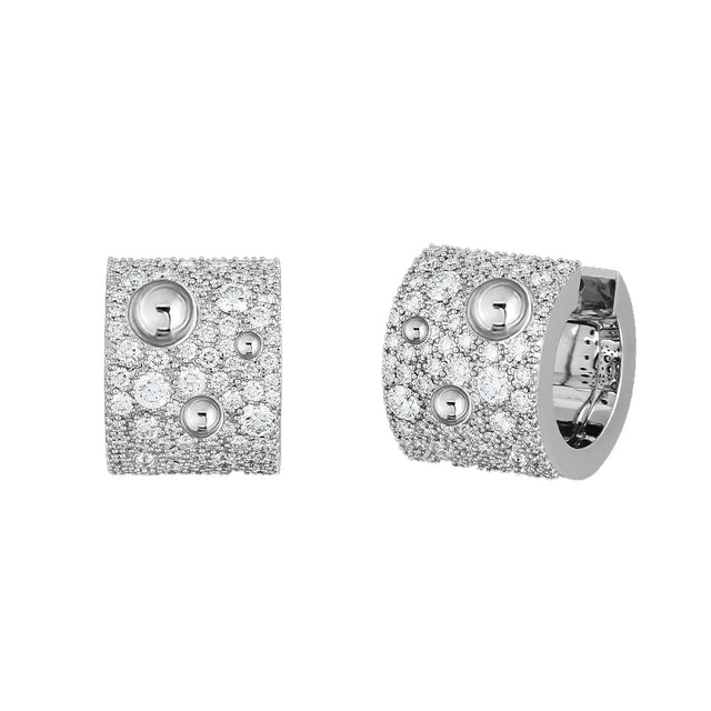 Roberto Coin Pois Moi Luna 1 3/4ctw Diamond Wide White Gold Hoop Earrings