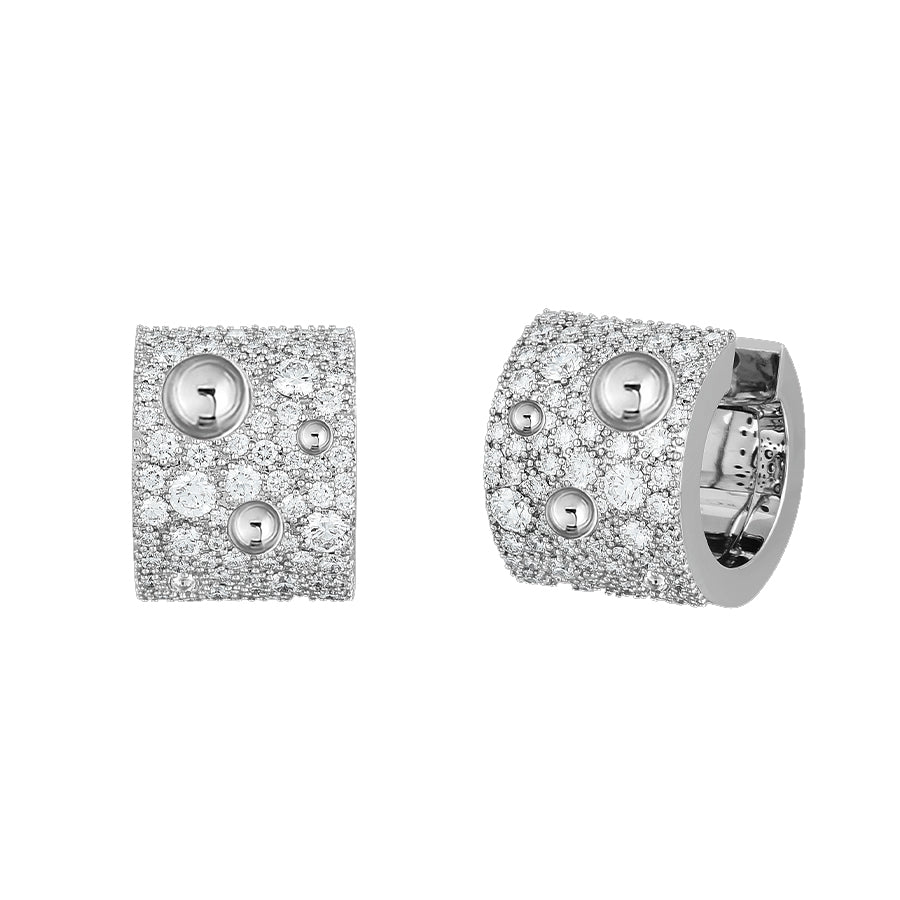 Roberto Coin Pois Moi Luna 1 3/4ctw Diamond Wide White Gold Hoop Earrings