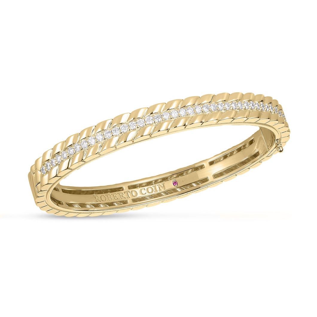 Roberto Coin Siena Lucca 1 1/10ctw Diamond Single Row Yellow Gold Bangle Bracelet