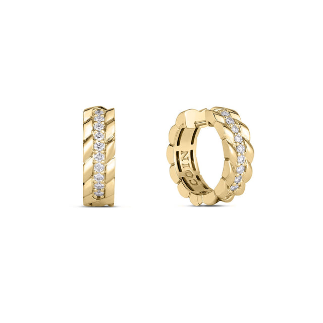 Roberto Coin Siena Lucca 1/2ctw Diamond Yellow Gold Hoop Earrings