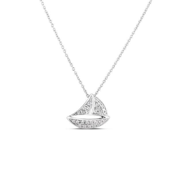 Roberto Coin Tiny Treasures 1/8ctw Diamond Sailboat White Gold Pendant Necklace