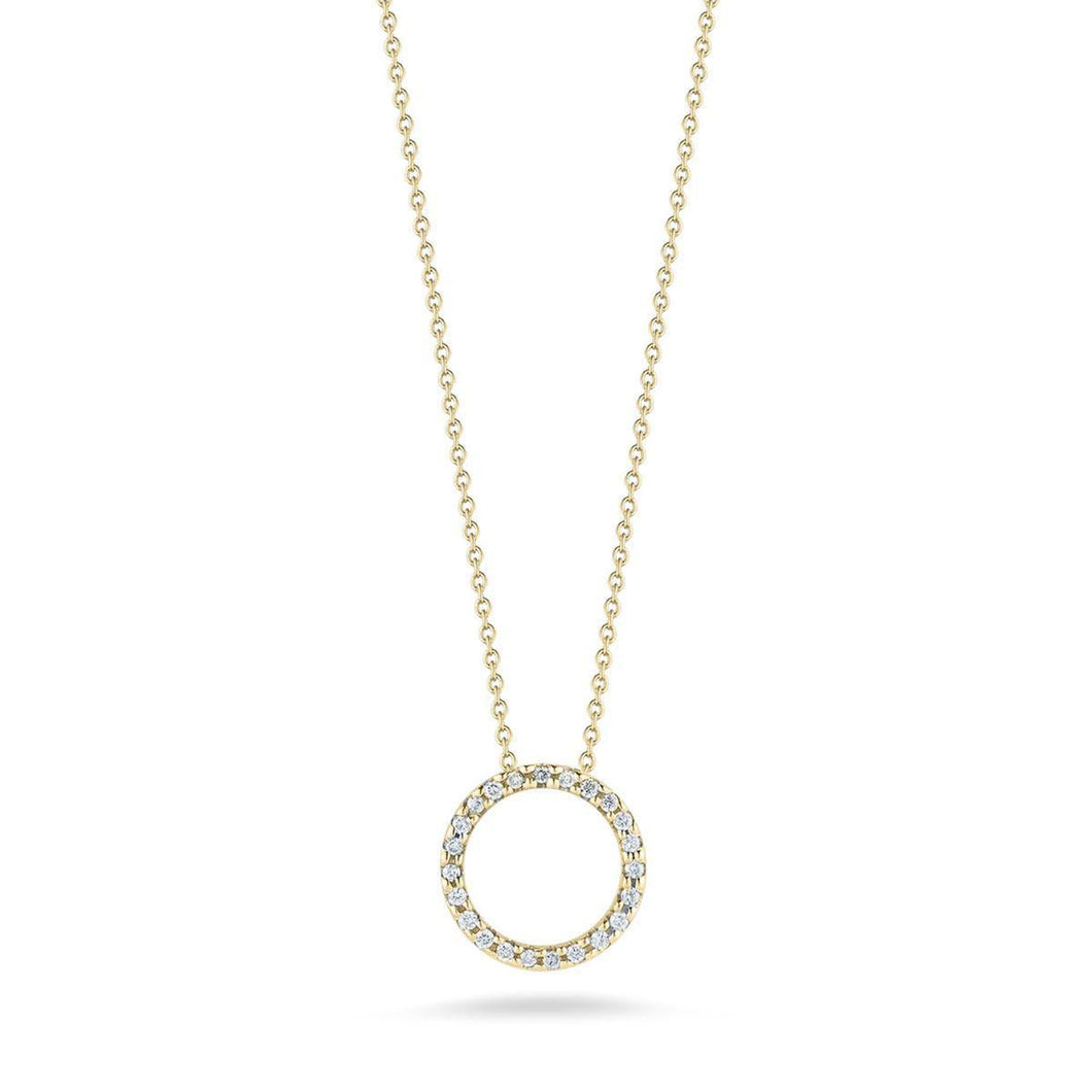 Roberto Coin Tiny Treasures Diamond Circle Pendant Necklace, Yellow Gold 1/10ctw
