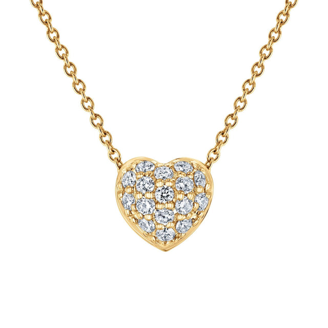 Roberto Coin Tiny Treasures Diamond Puffed Heart Necklace 1/6ctw