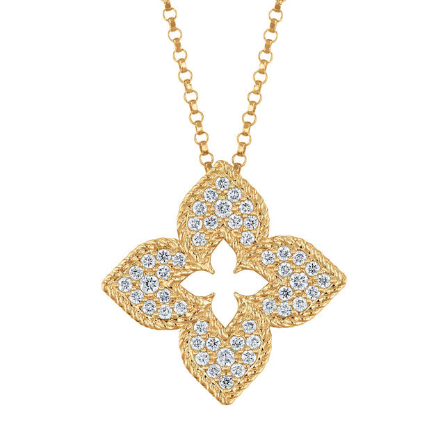 Roberto Coin Venetian Princess 1/3ctw Diamond Yellow Gold Pendant Necklace