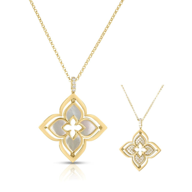 Roberto Coin Venetian Princess Diamond and Mother of Pearl Yellow Gold Pendant Necklace