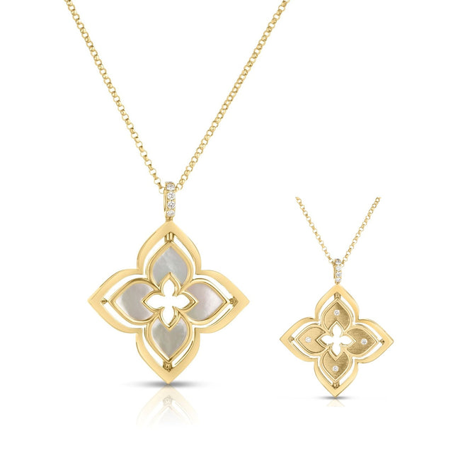 Roberto Coin Venetian Princess Diamond and Mother of Pearl Yellow Gold Pendant Necklace