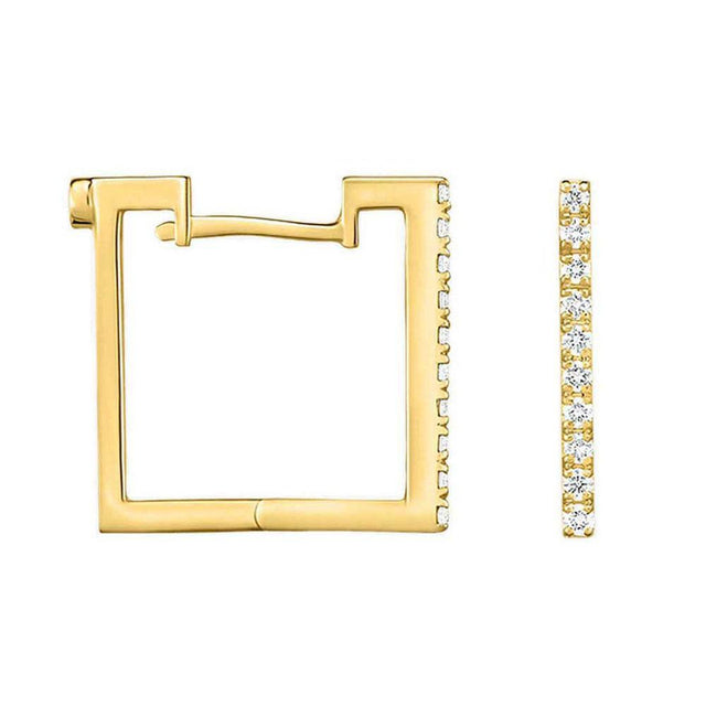 Roberto Coin Yellow Gold Diamond Square Earrings 1/5ctw