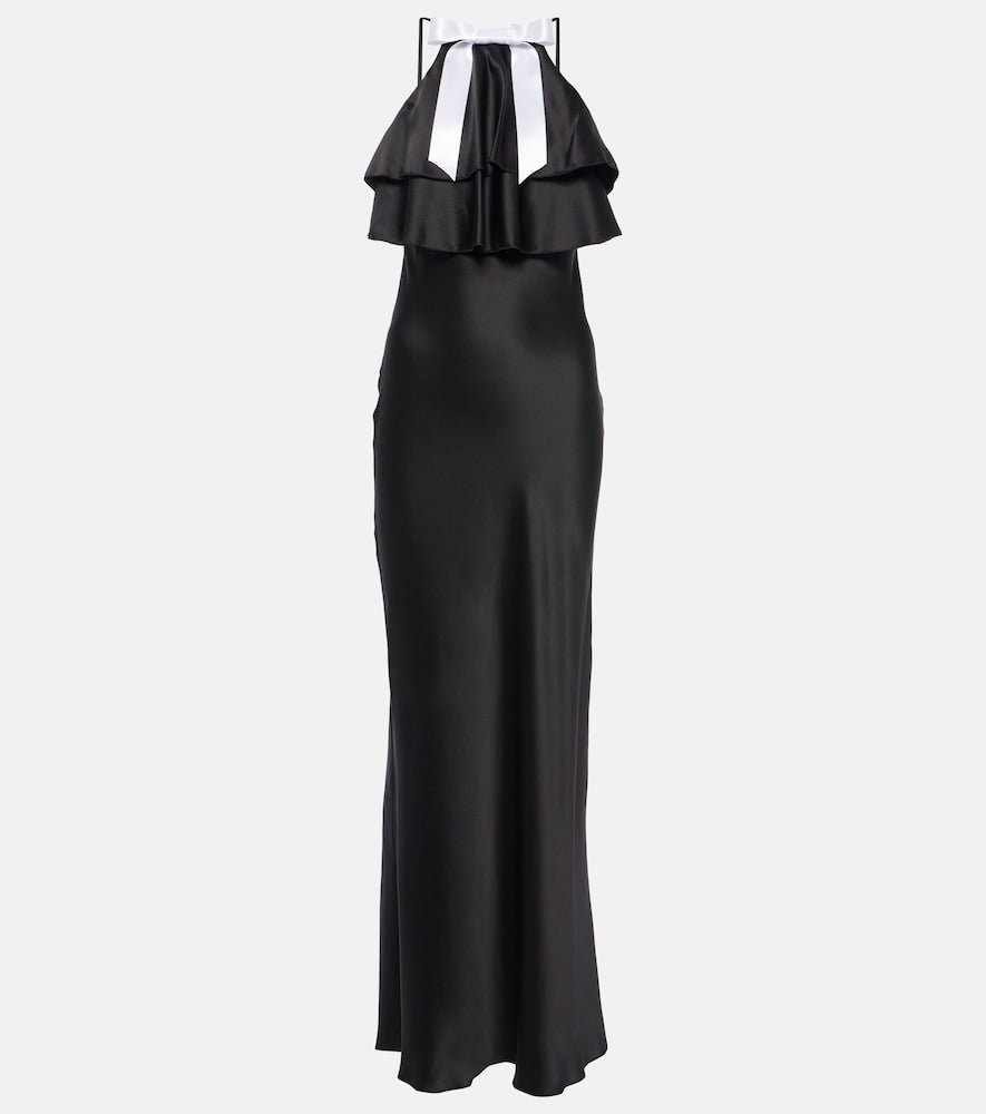 Rodarte Bow-detail halterneck silk satin gown. Rodarte 蝴蝶结装饰露背真丝缎礼服
