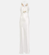 Rodarte Bridal floral-appliqué lace-trimmed silk gown