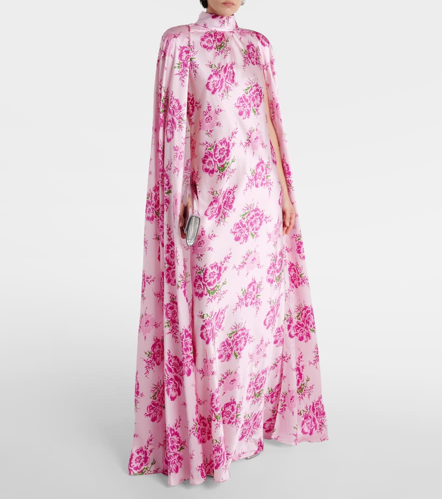 Rodarte Caped floral silk satin gown