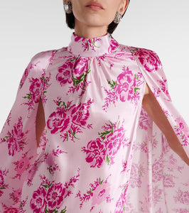 Rodarte Caped floral silk satin gown