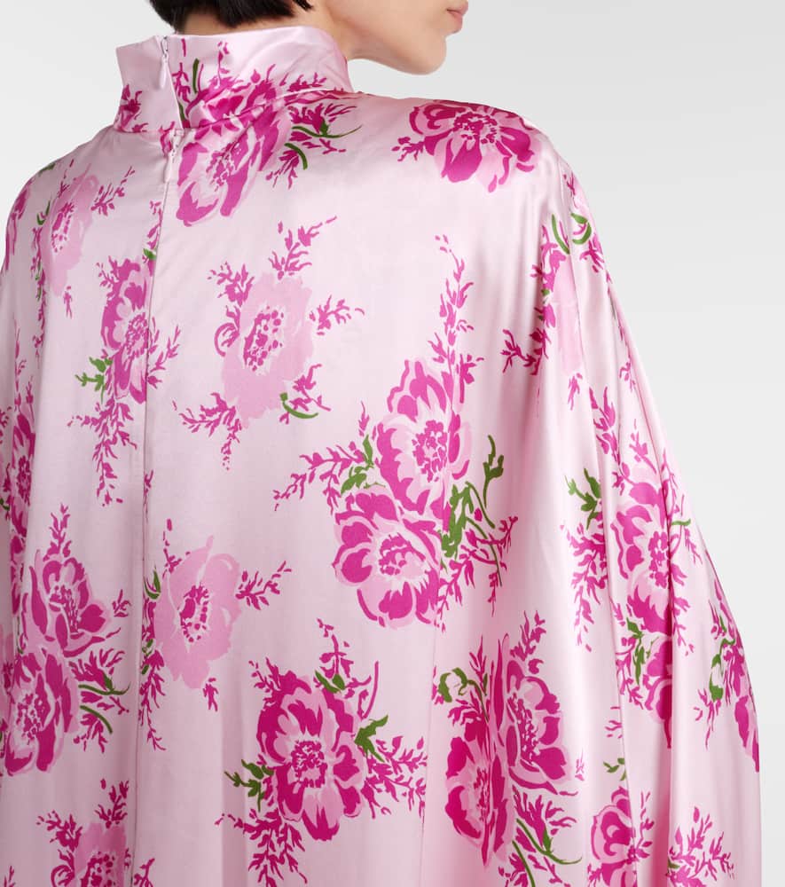 Rodarte Caped floral silk satin gown