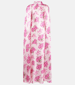 Rodarte Caped floral silk satin gown