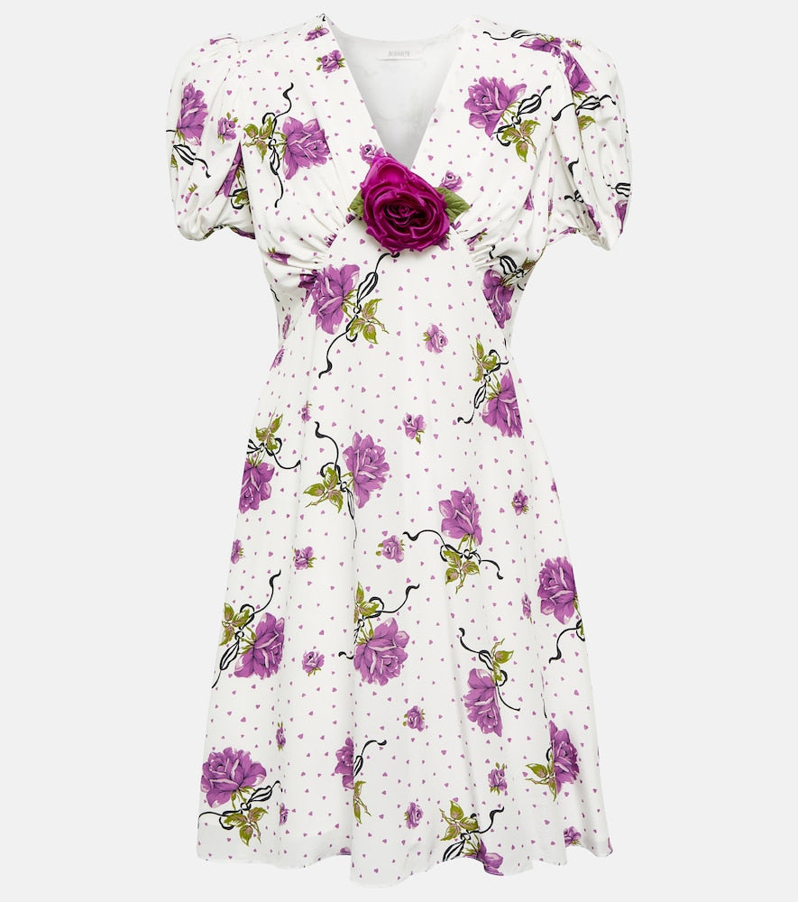 Rodarte Floral Applique silk minidress. Rodarte 花卉贴花真丝迷你连衣裙