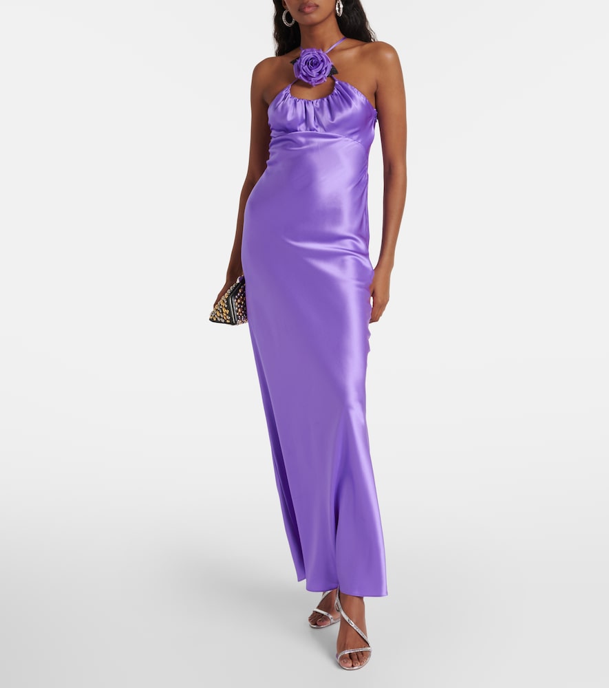 Rodarte Floral-appliqu√É¬© silk charmeuse gown