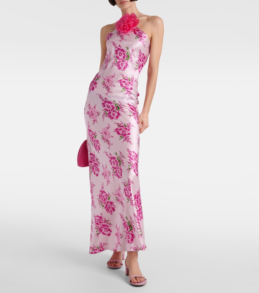 Rodarte Floral-appliqu√É¬© silk maxi dress