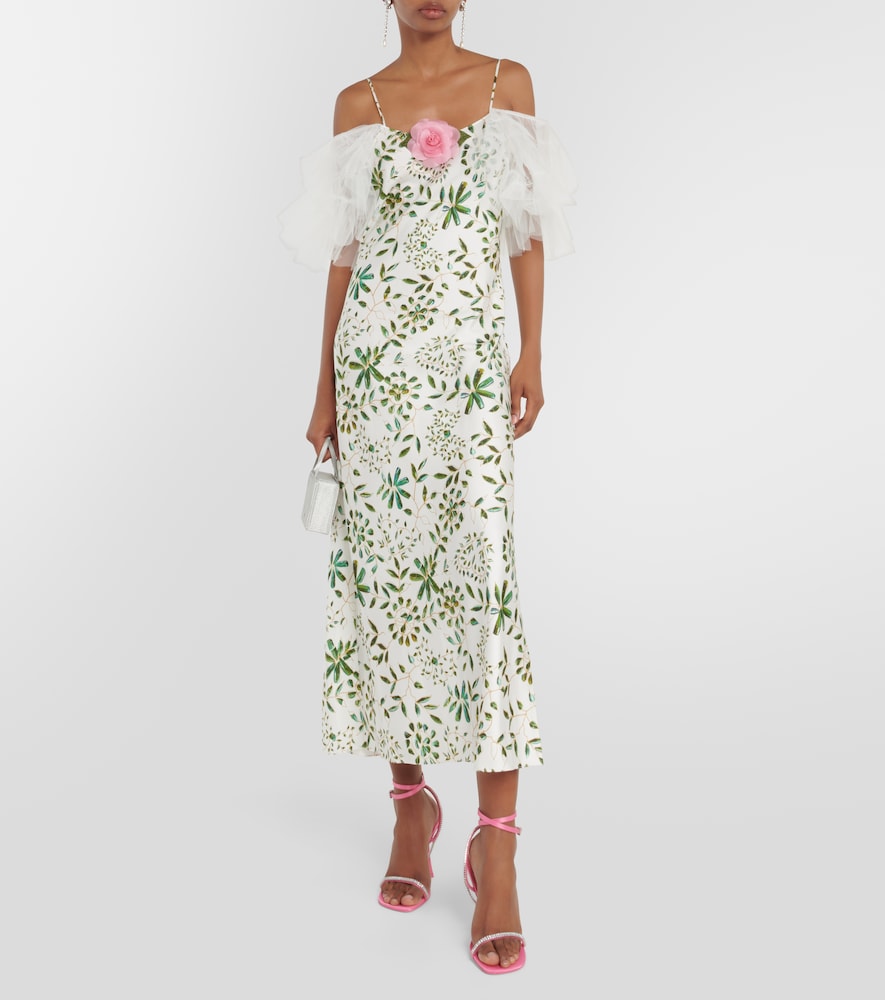 Rodarte Floral-appliqu√É¬© silk midi dress