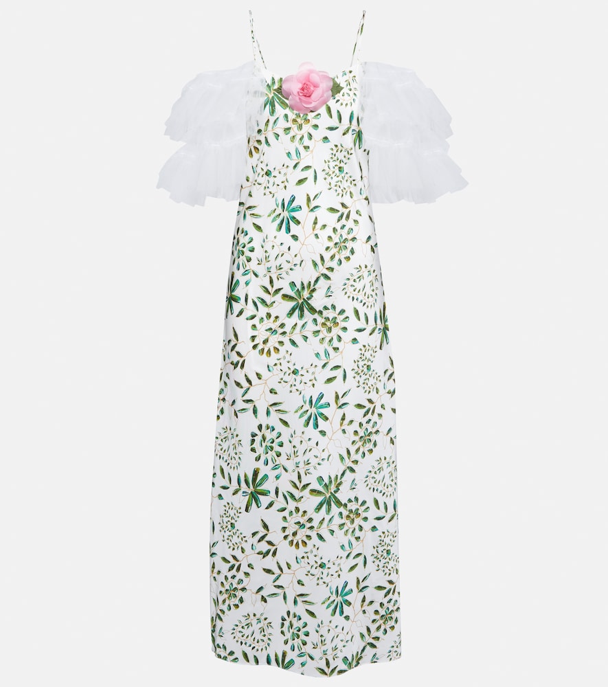 Rodarte Floral-appliqu√É¬© silk midi dress. Rodarte 花卉贴花真丝中长连衣裙