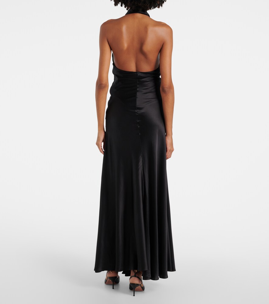 Rodarte Floral-appliqu√É¬© silk satin maxi dress