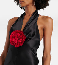 Rodarte Floral-appliqu√É¬© silk satin maxi dress