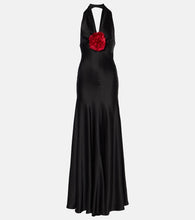 Rodarte Floral-appliqu√É¬© silk satin maxi dress. Rodarte 花卉贴花真丝缎长裙