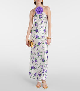 Rodarte Floral-appliqué silk gown