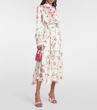 Rodarte Floral belted silk midi dress