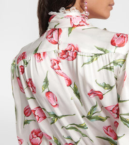 Rodarte Floral belted silk midi dress