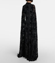 Rodarte Floral sheer caped velvet gown