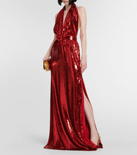 Rodarte Halterneck sequined corsage gown