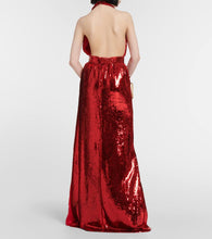 Rodarte Halterneck sequined corsage gown