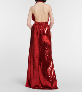 Rodarte Halterneck sequined corsage gown