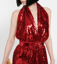 Rodarte Halterneck sequined corsage gown