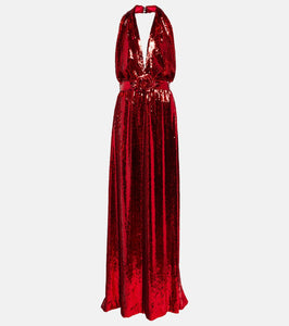 Rodarte Halterneck sequined corsage gown