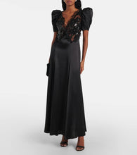 Rodarte Lace-trimmed silk-blend charmeuse maxi dress