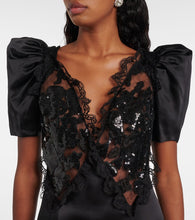 Rodarte Lace-trimmed silk-blend charmeuse maxi dress