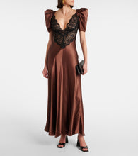 Rodarte Lace-trimmed silk charmeuse gown