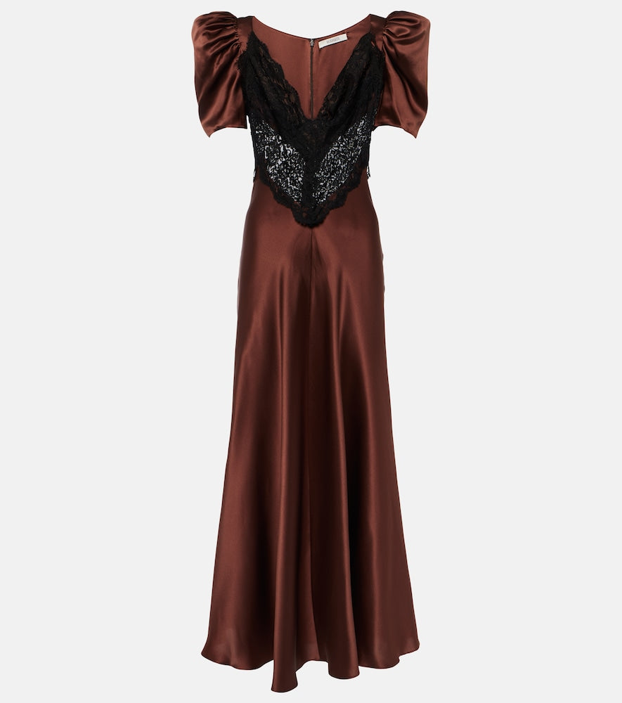 Rodarte Lace-trimmed silk charmeuse gown. Rodarte 蕾丝边饰真丝查米尤斯绸缎礼服
