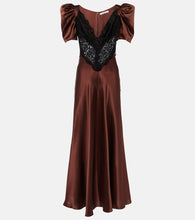 Rodarte Lace-trimmed silk charmeuse gown. Rodarte 蕾丝边饰真丝查米尤斯绸缎礼服