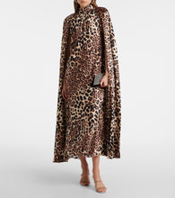 Rodarte Leopard-print caped silk charmeuse gown
